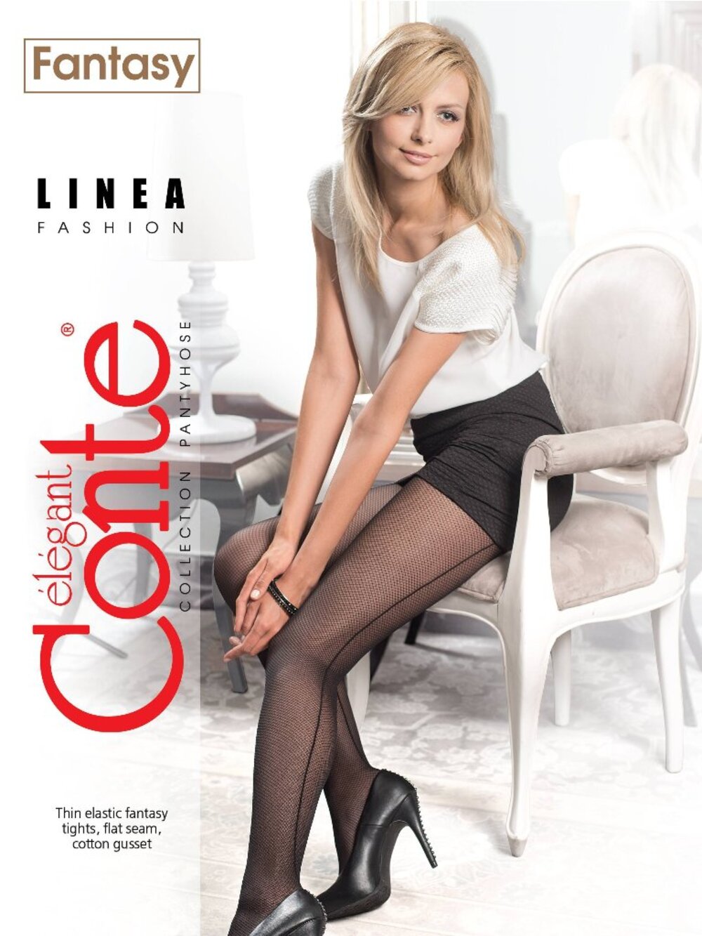 Conte Linea 20 Den - Fantasy Women's Tights "imitation of the grid with a seam"